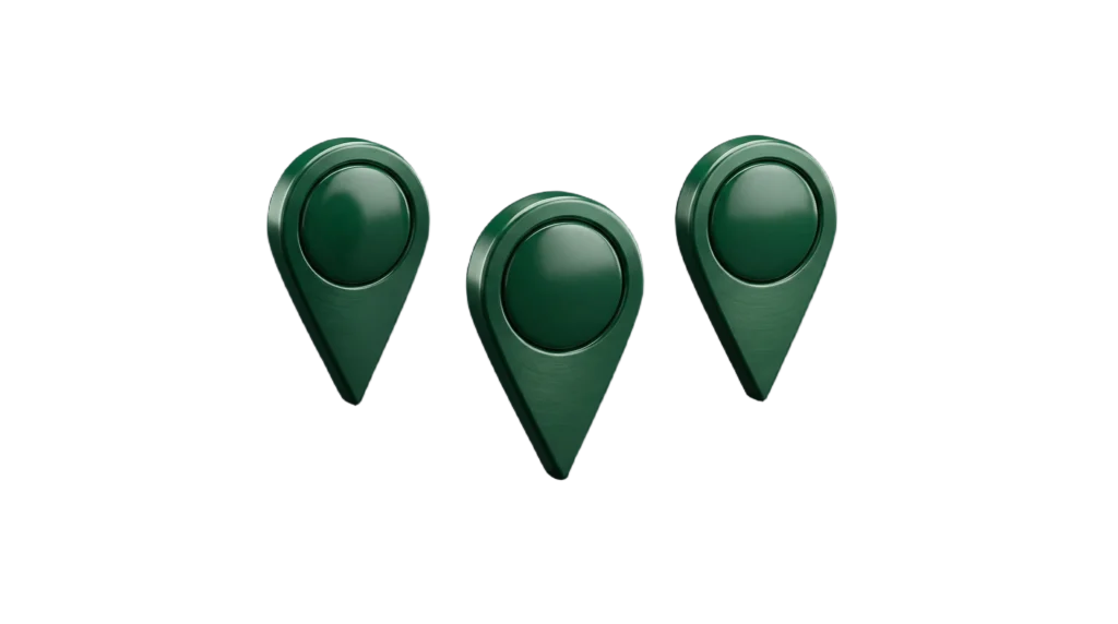 Die grünen 3D-Standortpins von MK Personal